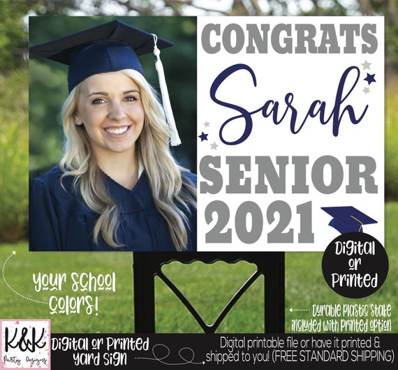 Graduation Yard Sign, Class of 2021, Graduation Party Signs, Congrats Grad Sign, 2021 Senior Year Sign, Personalized Picture Graduation Sign Il_570xn
