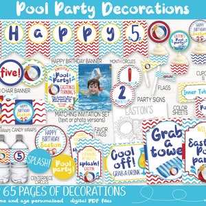 Pool Birthday Party Decorations, Swimming Birthday Party Decor, Beach Birthday Party, Summer Birthday Party, Beach Ball Party, 1st Birthday