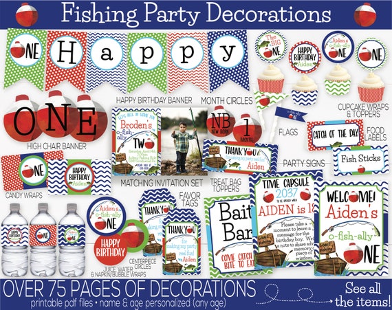 Ofishally One Birthday Party Decorations, Ofishally One Birthday Party Invitation, o-fish-ally one, Big One, Fish Birthday, Boys 1st, First Il_570xn