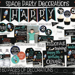 Space Birthday Party Decorations, Outer Space Party, Astronaut Party, Rocket Birthday, Space Theme, First Birthday, 1st Birthday, Printable