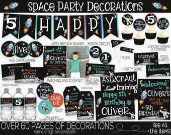 Space Birthday Party Decorations, Outer Space Party, Astronaut Party, Rocket Birthday, Space Theme, First Birthday, 1st Birthday, Printable