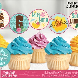 Luau Party Cupcake Toppers, Luau Birthday Cupcake Toppers, Luau Party Decorations, Tropical Party Decor, Luau Printable, Tiki Party, Hawaii
