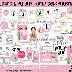 Llama Birthday Party Decorations Printable, Alpaca Birthday Decorations, Llama Cactus  Theme, Girls Llama Party, Llama Fiesta, Invitation