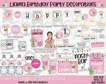 Llama Birthday Party Decorations Printable, Alpaca Birthday Decorations, Llama Cactus  Theme, Girls Llama Party, Llama Fiesta, Invitation