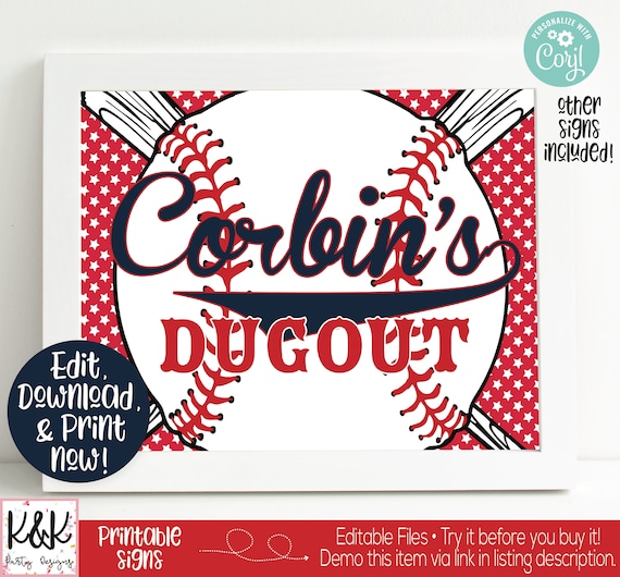 Baseball Birthday Party Signs, Baseball Party Welcome Signs, Baseball Birthday Party Decorations, Boys 1st Birthday Printable, Sports Party Il_570xn