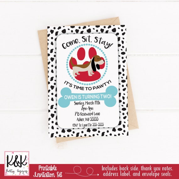 Puppy Dog Birthday Party Invitation, Puppy Dog Birthday Party Decorations, Girls Birthday, Boys Birthday, 1st Birthday, Puppy Dog Printable Il_570xn