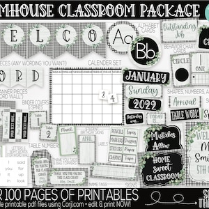 Farmhouse Classroom Theme Supplies and Decorations, Teacher Supply, Printable Classroom Decoration and Supplies, Classroom Decor Bundle