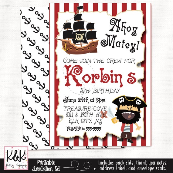 Pirate Birthday Invitation - Pirate Party - Pirate Party Decorations - Pirate Printable Invitation - Pirate Party Printables - Pirate Birthd Il_570xn
