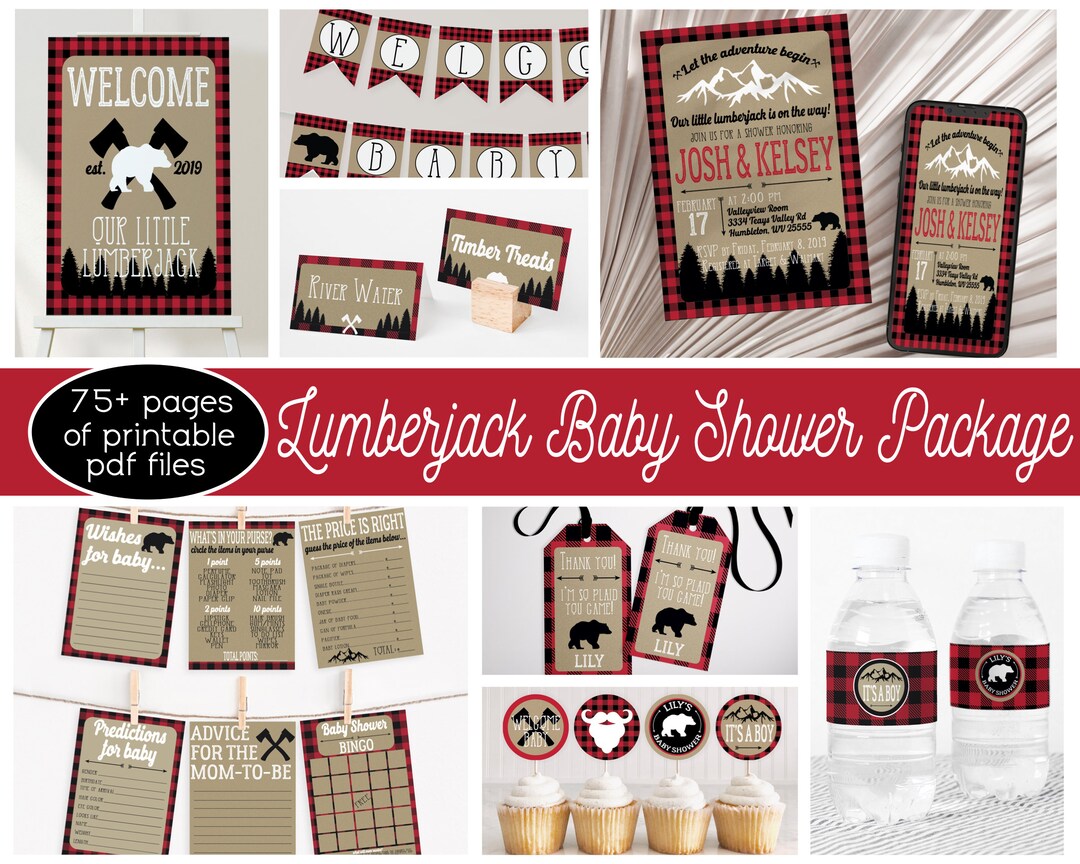 Lumberjack Baby Shower Decorations, Winter Baby Shower, Baby Boy Shower ...