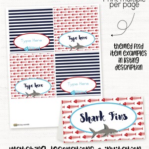 Shark Food Labels, Shark Birthday Party Decorations, Shark 1st Birthday ...