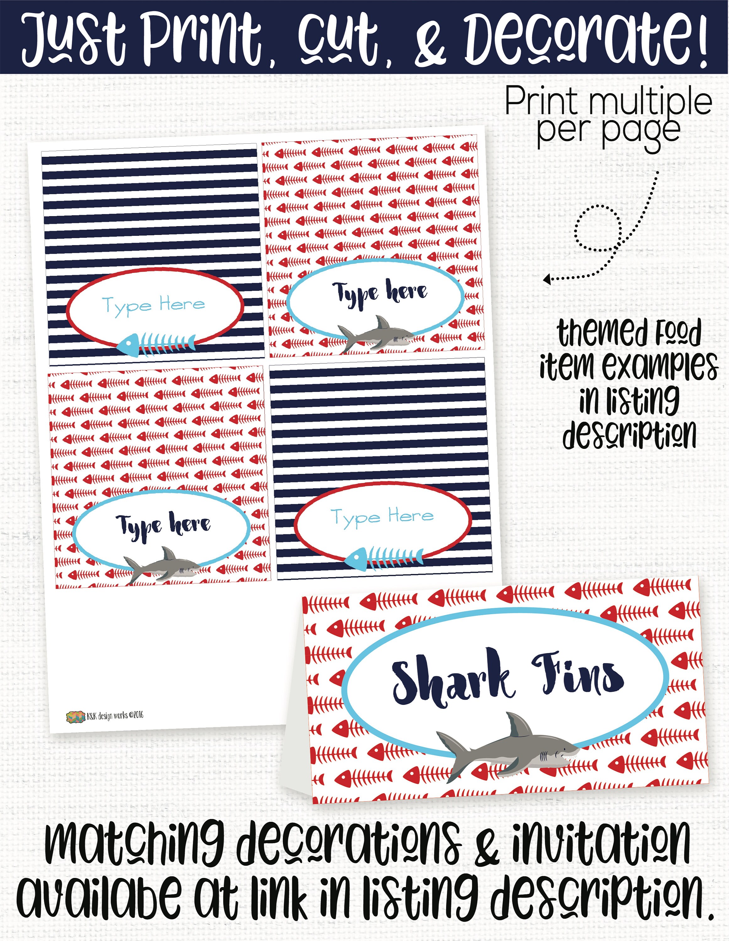 Shark Food Labels Shark Birthday Party Decorations Shark 1st | Etsy