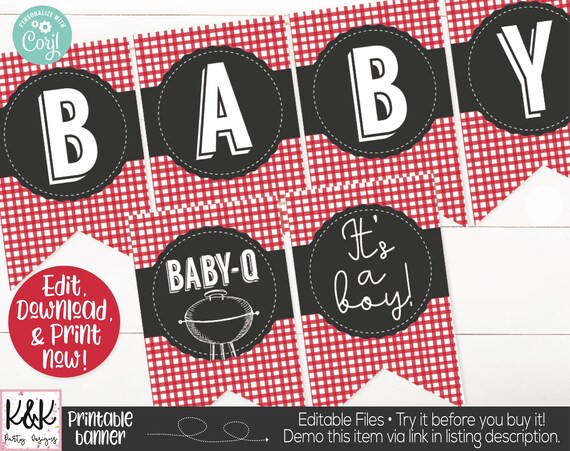 Baby Q Baby Shower Banner, BBQ Shower Banner, Barbecue Baby Shower Banner, Baby Q Baby Shower Decorations, Barbecue Decorations, Couples Sho Il_570xn