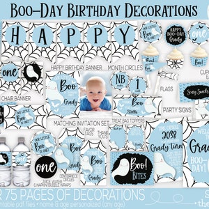 Little Boo Boo Day Blue Ghost Birthday Party Decorations Halloween Birthday Our Little Boo First Birthday Party 1st Birthday Cute Ghost