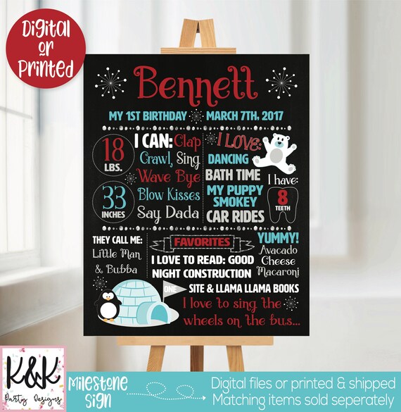 Winter Onederland Chalkboard - Winter Wonderland Chalkboard - Winter Onederland Decorations - Penguin Chalkboard - 1st birthday chalkboard Il_570xn