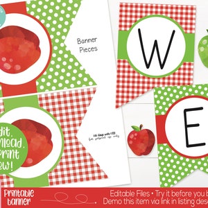 Apple Classroom Banner Printable, Apple Theme, Teacher Supply, Printable Classroom Teacher Decoration and Supplies, Apple Welcome Banner