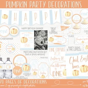 Little Pumpkin Birthday Party Decorations, Pumpkin First Birthday, Pumpkin 1st Birthday, Boy Birthday, Fall Birthday, Invitation, Printable
