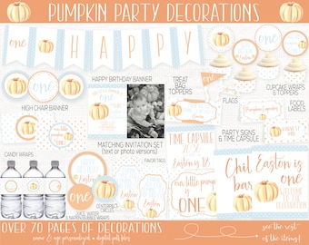 Little Pumpkin Birthday Party Decorations, Pumpkin First Birthday, Pumpkin 1st Birthday, Boy Birthday, Fall Birthday, Invitation, Printable