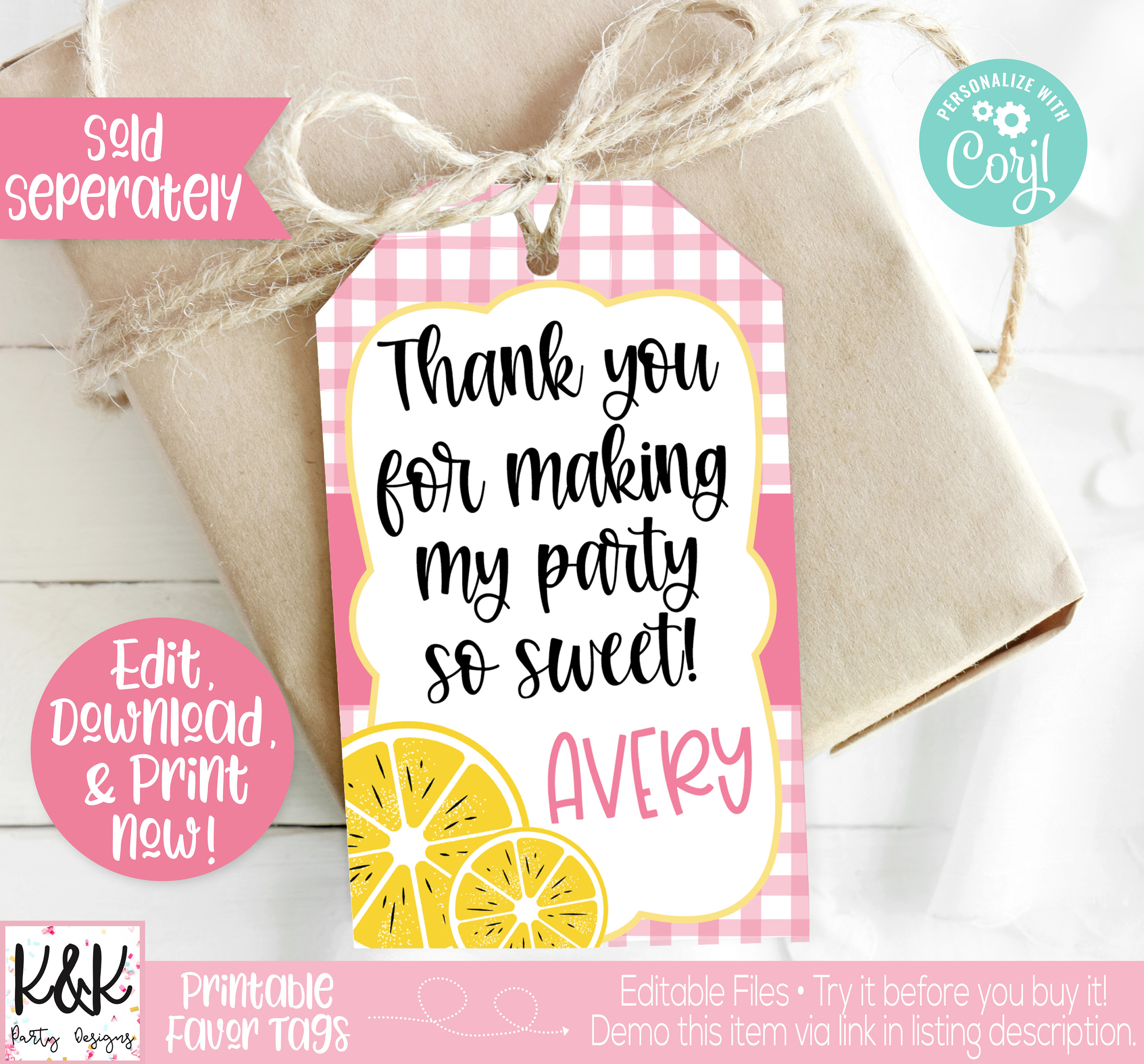 Pink Lemonade Hanging Swirls – Cute Party Banner Decorations - View #6