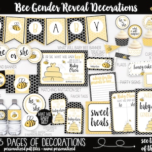 Bee Gender Reveal Decorations, What will baby bee, Bee Baby Shower Decorations, Bee Gender Reveal Invitation, Gender Reveal Party, Coed Show