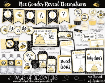 Bee Gender Reveal Decorations, What will baby bee, Bee Baby Shower Decorations, Bee Gender Reveal Invitation, Gender Reveal Party, Coed Show