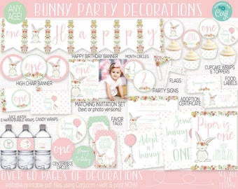 Bunny Birthday Party Decorations, Some Bunny is One, Spring Birthday, First Birthday Girl, Shabby Chic, Girls 1st Birthday, Easter Party