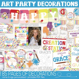 DECOR SET ESSENTIALS, Art Birthday Party Printable