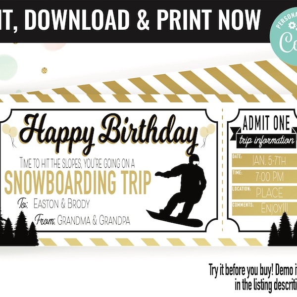 Ski Lift Ticket Template Etsy