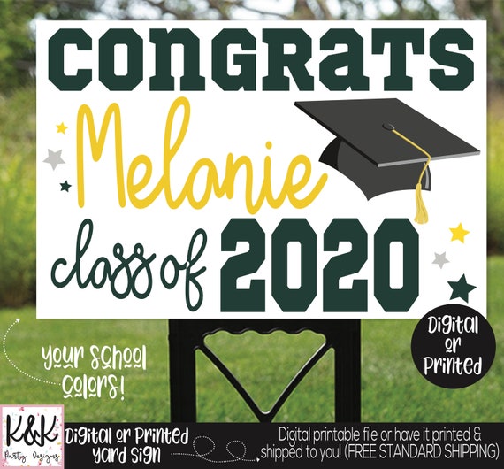 Graduation Yard Sign, Class of 2020, Graduation Party Signs, Congrats Grad Sign, 2020 Senior Year Sign, Personalized Senior Graduation Sign Il_570xn