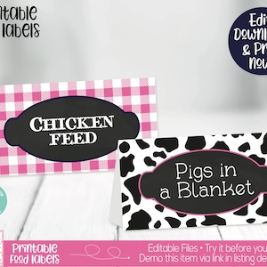 Farm Food Labels, Barnyard Food Labels, Farm Buffet Cards, Farm Birthday Party Decorations, Barnyard Birthday Party Decorations, Printable