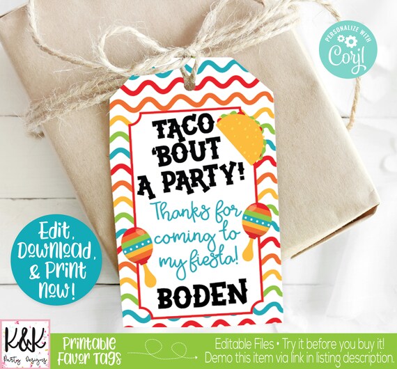 Taco Twosday Fiesta Favor Tag, Taco Twosday Fiesta Thank You, Taco Twosday Fiesta Party Favor, Taco bout a party, Taco Twosday Fiesta Decor Il_570xn