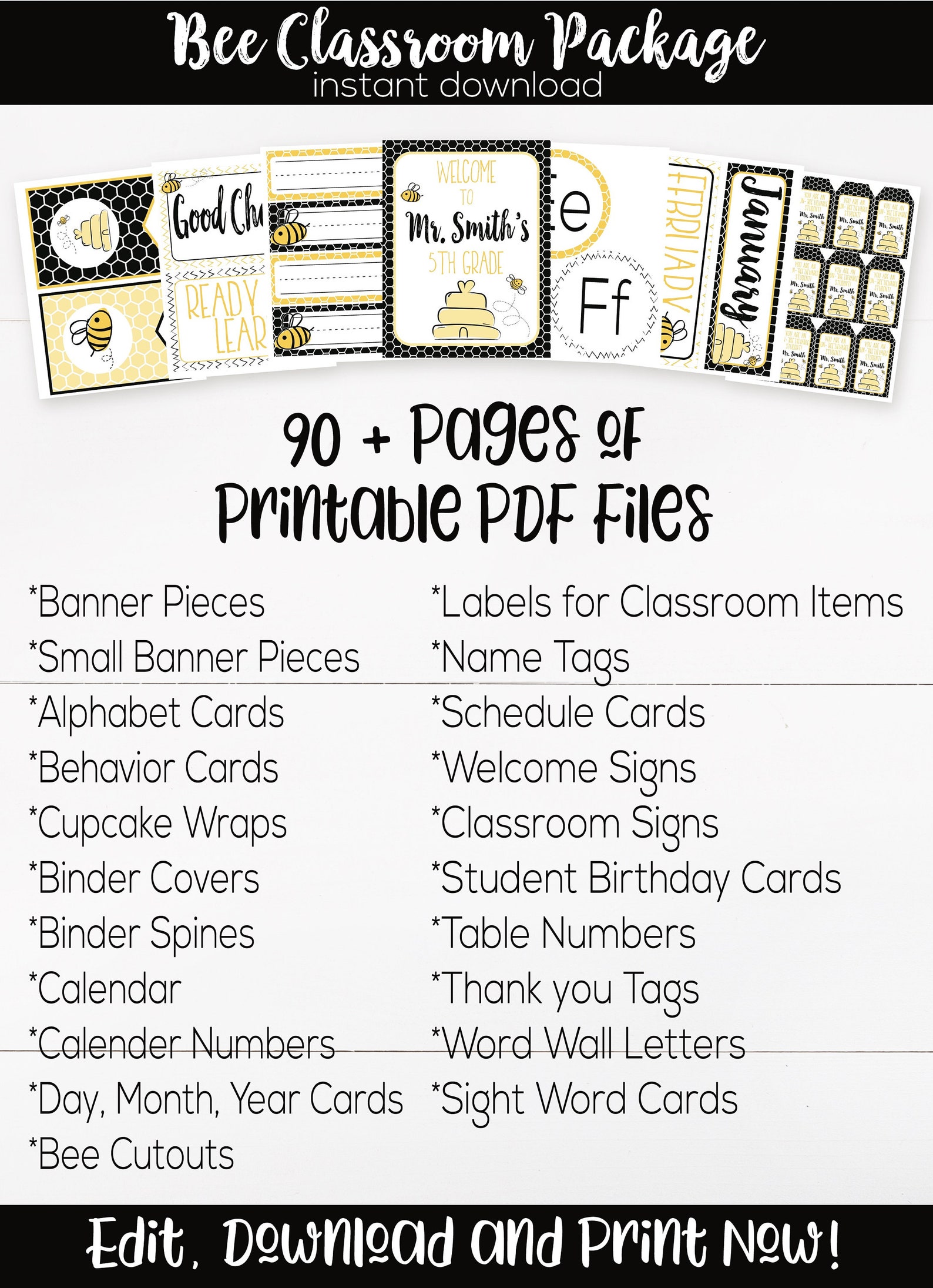 Bee Classroom Supplies and Decorations, Bee Theme, Teacher Supply ...