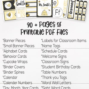 Bee Classroom Supplies and Decorations, Bee Theme, Teacher Supply, Printable Classroom Teacher Decorations and Supplies, Classroom Signs image 3