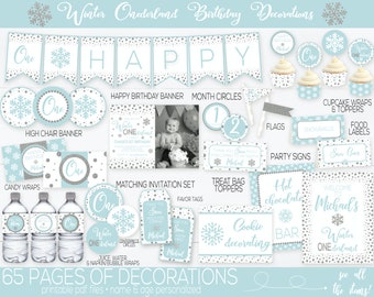 Winter Onederland Decorations Boy, Winter Birthday, Snowflake Birthday, Winter Wonderland, First Birthday Decorations, Blue and Silver