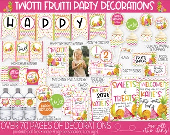 Twotti Fruitti Birthday Party Decorations, Two-tti Fruitti, Twotti Fruitti Invitation, Fruit Birthday, Girls Second Birthday, 2nd Birthday,