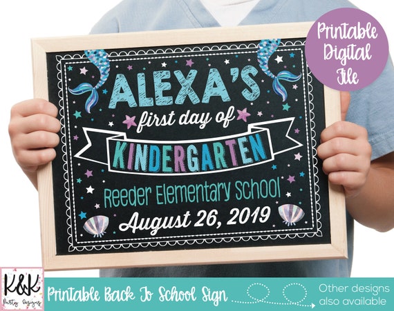 First Day of School Sign Printable, Back to School Chalkboard, 1st Day of School Sign, First Day of School Chalkboard Sign, Mermaid Girls Il_570xn