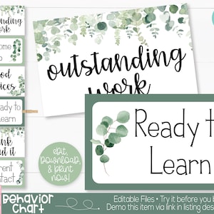 Calm Botanical Theme Classroom Editable Behavior Clip Chart Printable, Teacher Supply, Space Printable Classroom Teacher Decoration & Sup