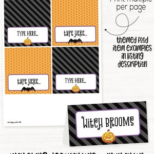 Halloween Food Labels, Halloween Buffet Cards, Halloween Place Cards ...