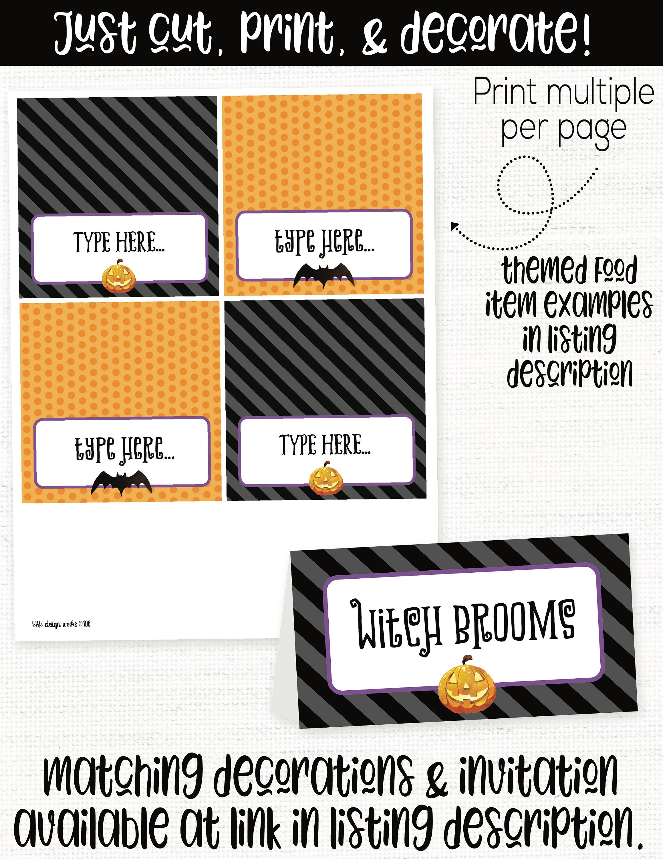 Halloween Food Labels Halloween Buffet Cards Halloween Place Etsy
