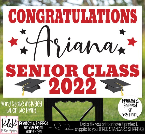 Graduation Yard Sign, Class of 2022, Graduation Party Signs, Congrats Grad Sign, 2022 Senior Year Sign, Personalized Senior Graduation Sign Il_570xn