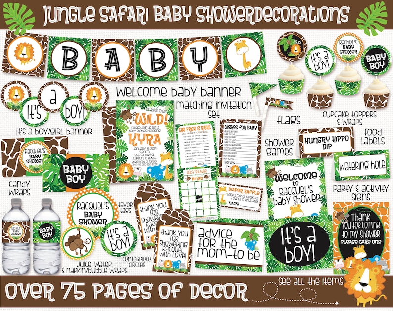 Safari Baby Shower Decorations Jungle Baby Shower Etsy Safari Baby Shower Decorations Jungle Baby Shower Etsy