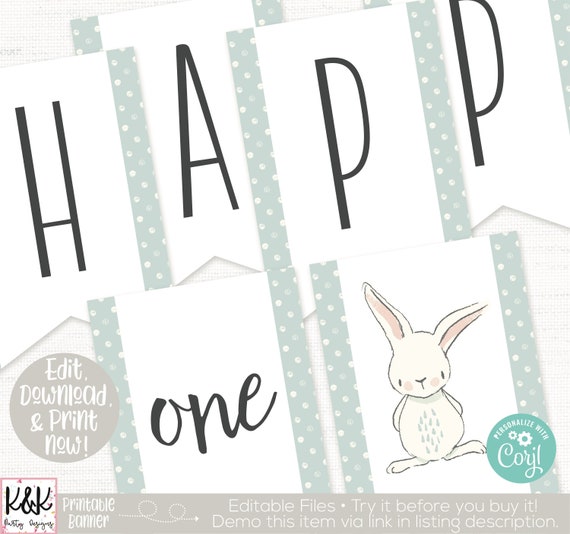 Bunny Birthday Banner, Bunny Birthday Party Decor, Some Bunny is One, Spring Birthday, First Birthday Boy, Boys 1st Birthday, Rabbit Party Il_570xn