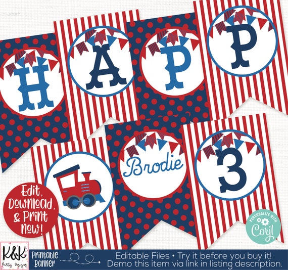 Train Birthday Party Banner, Train Birthday Party Decorations, Train Birthday, Train Party, Boys Birthday, 1st Birthday, First Birthday Il_570xn