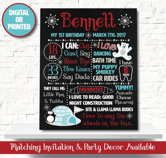 Winter Onederland Chalkboard - Winter Wonderland Chalkboard - Winter Onederland Decorations - Penguin Chalkboard - 1st birthday chalkboard Il_570xn
