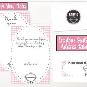 Baby Q Baby Shower Invitation, BBQ Baby Shower Invitation, Couples Baby Shower, Coed Baby Shower, Baby-Q Baby Shower Decorations, Pink Girl image 2
