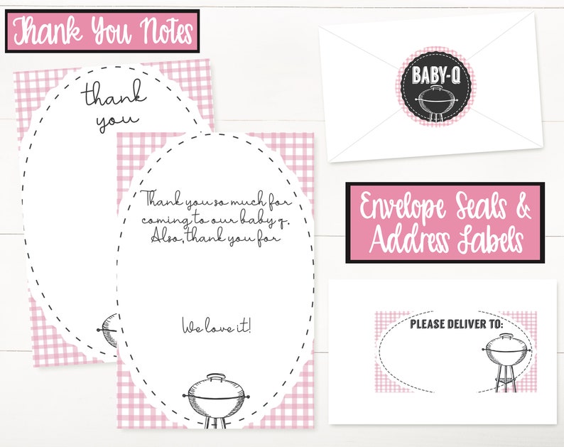 Baby Q Baby Shower Invitation, BBQ Baby Shower Invitation, Couples Baby Shower, Coed Baby Shower, Baby-Q Baby Shower Decorations, Pink Girl image 2