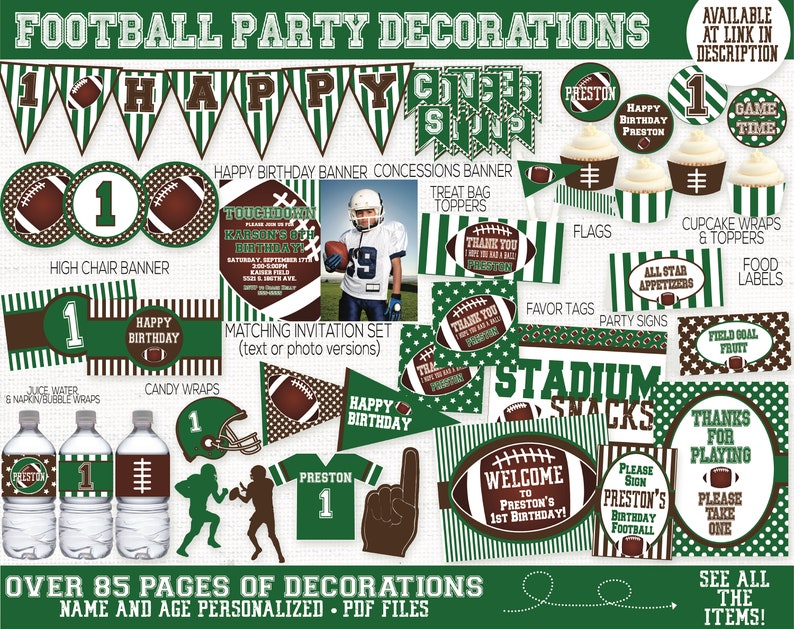 Football Birthday Banner, Football Birthday Party Decorations, Tailgate Party, Sports Birthday Party, Football Printable, Boys Birthday image 6