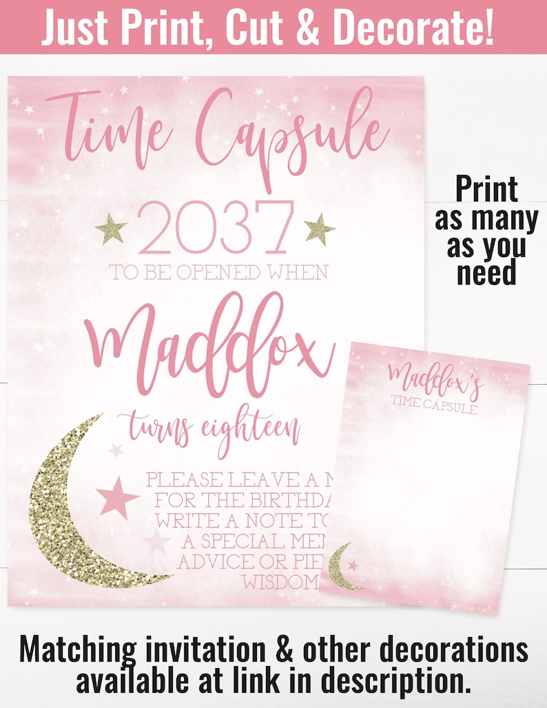 Twinkle Twinkle Little Star Birthday Time Capsule Sign First Etsy