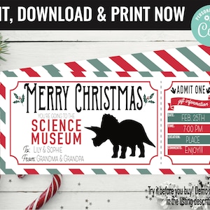 Science Museum Ticket Surprise Gift Voucher, Museum Surprise Trip Print Template Gift Card, Editable Instant Download Gift, Christmas Gift
