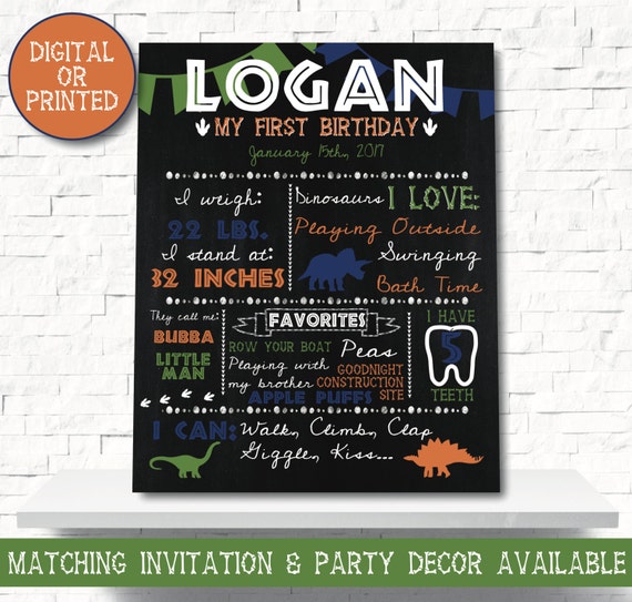 Dinosaur Birthday Milestone Chalkboard Sign, Dinosaur Birthday Party Decorations, Dinosaur Birthday Poster, Dinosaur Party Sign, Boys Birth Il_570xn