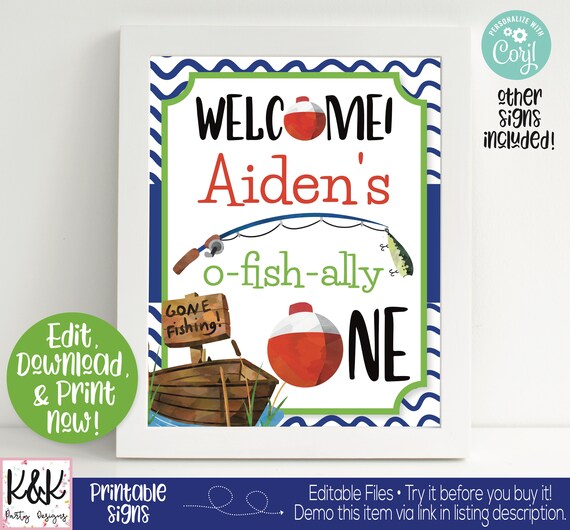 Fish Party Signs, Fish Welcome Signs, Ofishally One, O-fish-ally